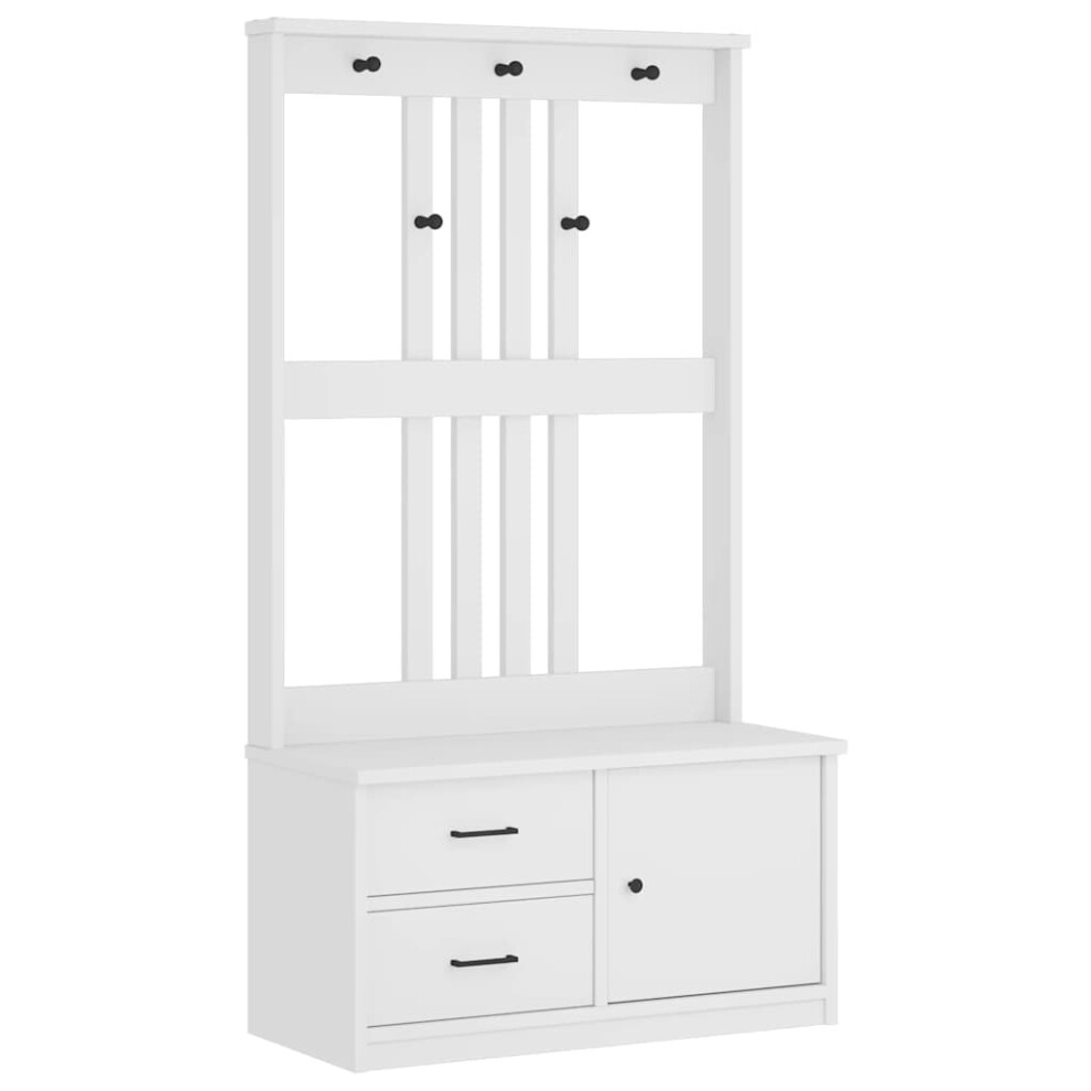 (white) vidaXL Hall Tree SANDENS White 87x40x159.5cm Solid Wood Pine hallway bench