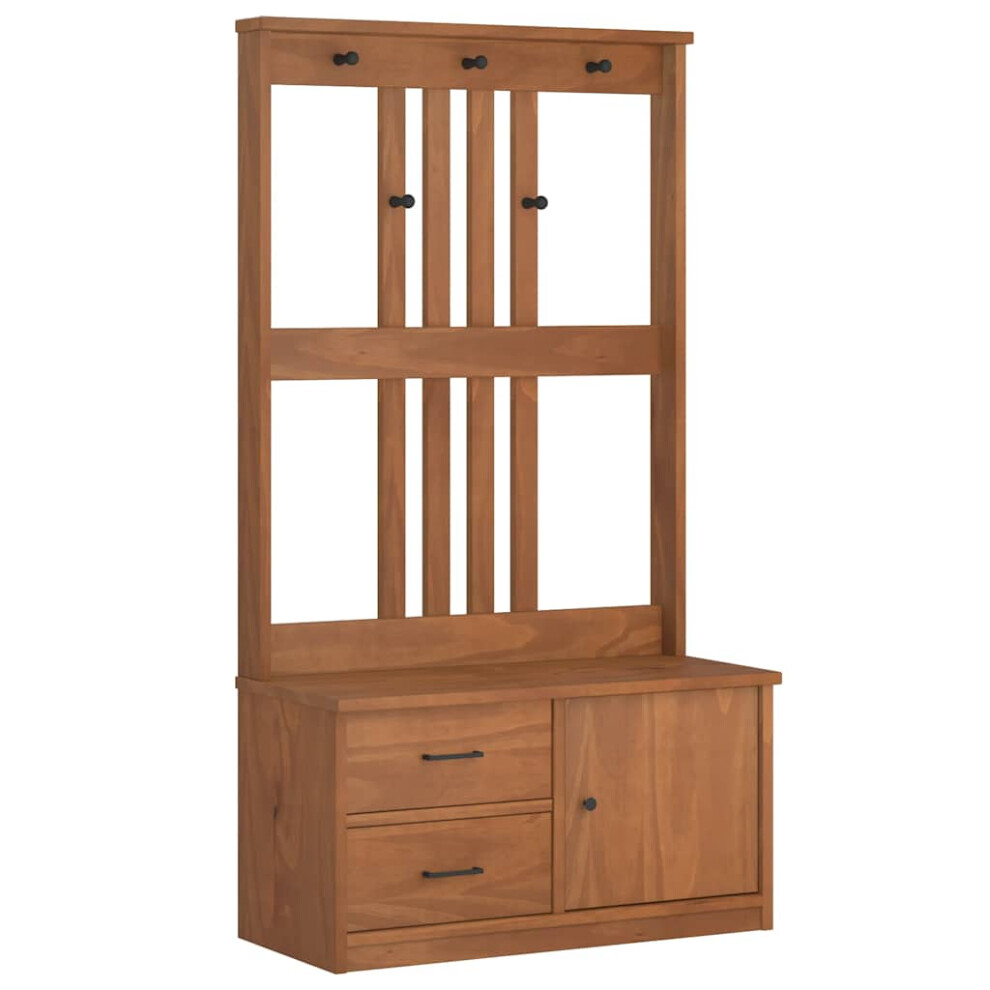 (acacia) vidaXL Hall Tree SANDENS White 87x40x159.5cm Solid Wood Pine hallway bench