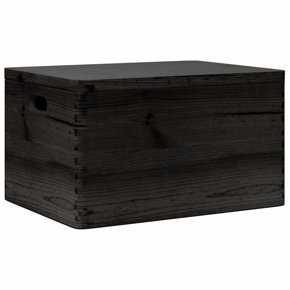 (black, 40 x 30 x 23 cm) vidaXL Wooden Box Storage Box Wooden Crate Treasure Chest Solid Wood Pine