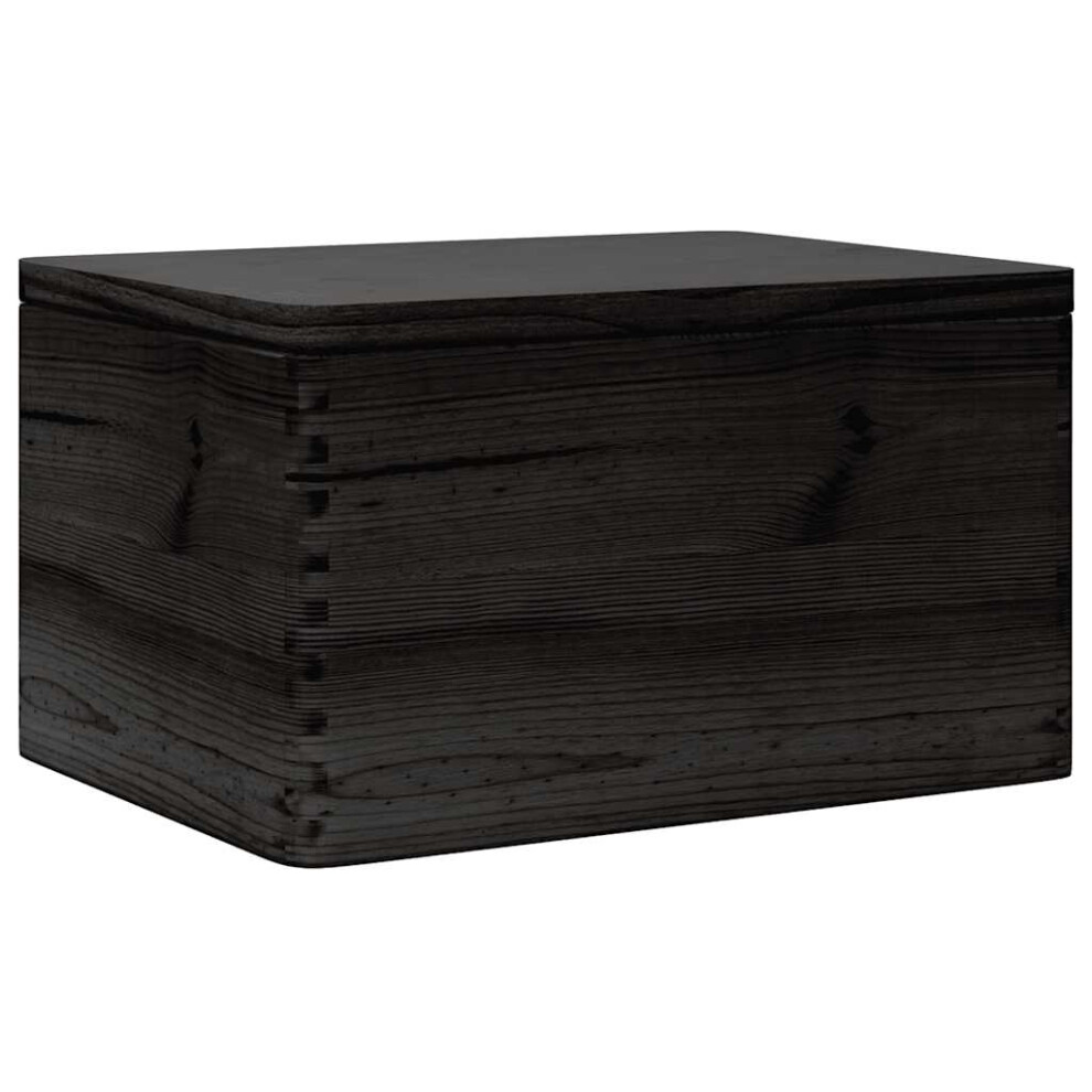 (black, 40 x 30 x 23 cm) vidaXL Wooden Box Storage Box Wooden Crate Treasure Chest Solid Wood Pine