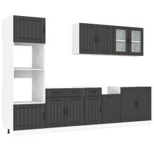 (black) vidaXL 7 Piece Kitchen Cabinet Set Kalmar Black Engineered Wood