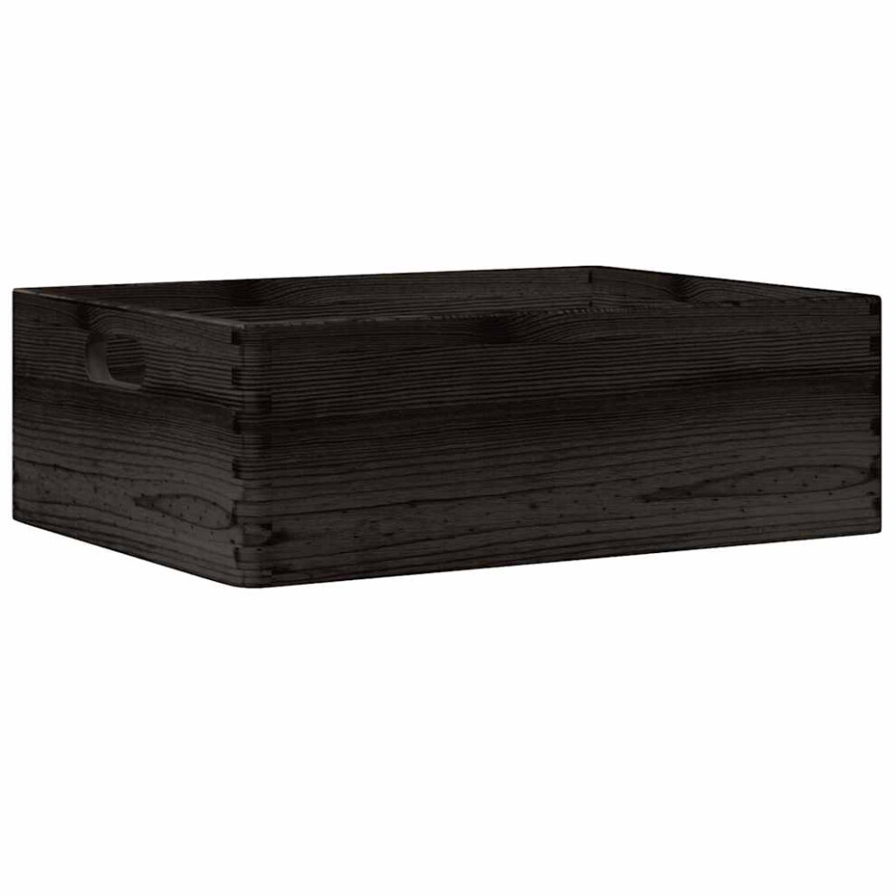 (black, 40 x 30 x 13 cm) vidaXL Wooden Box Storage Box Wooden Crate Treasure Chest Solid Wood Pine