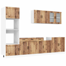 (old wood) vidaXL 7 Piece Kitchen Cabinet Set Kalmar Black Engineered Wood