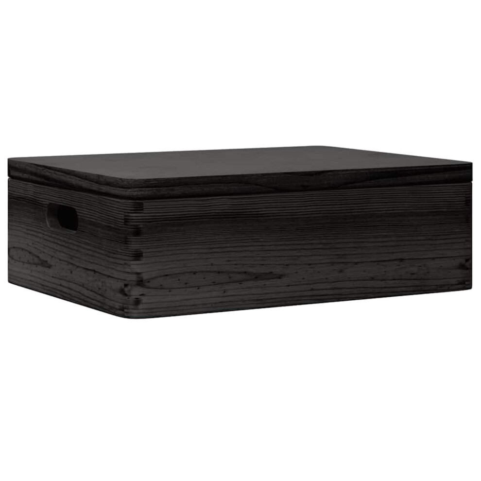 (black, 40 x 30 x 13 cm) vidaXL Wooden Box Storage Box Wooden Crate Treasure Chest Solid Wood Pine