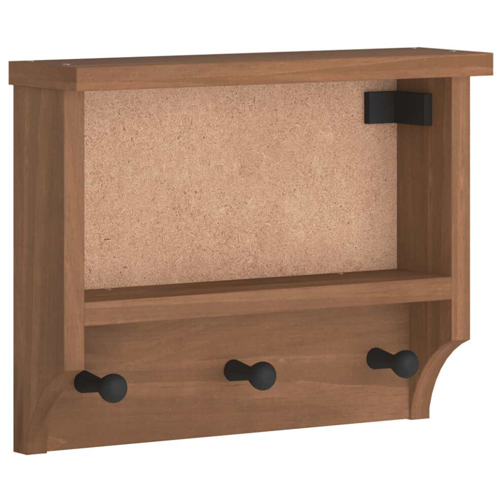 Vidaxl (Wallnut) Wall-Mounted Coat Rack Sandnes 45X12x35 Cm Solid Wood Pine