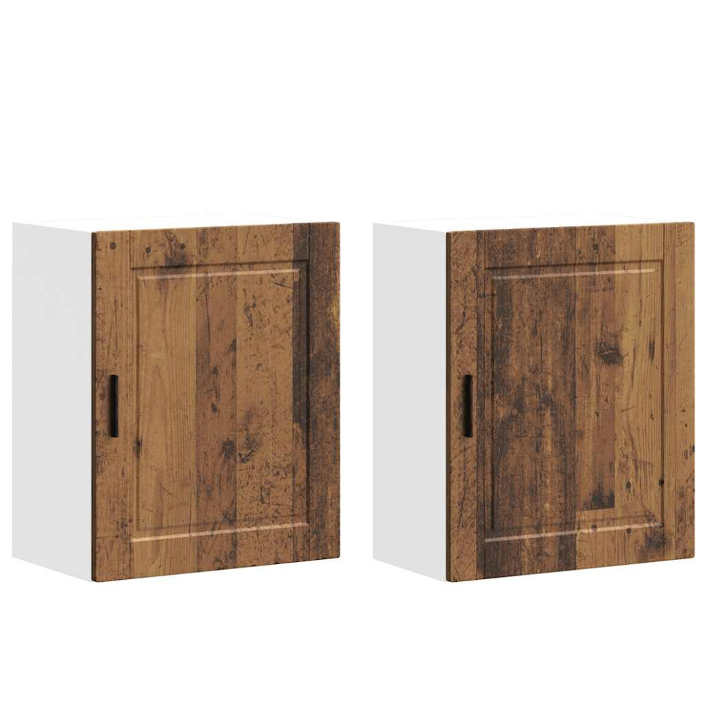 (old wood) vidaXL Kitchen Wall Cabinets Hanging Cabinet Cupboard 2 pcs Engineered Wood