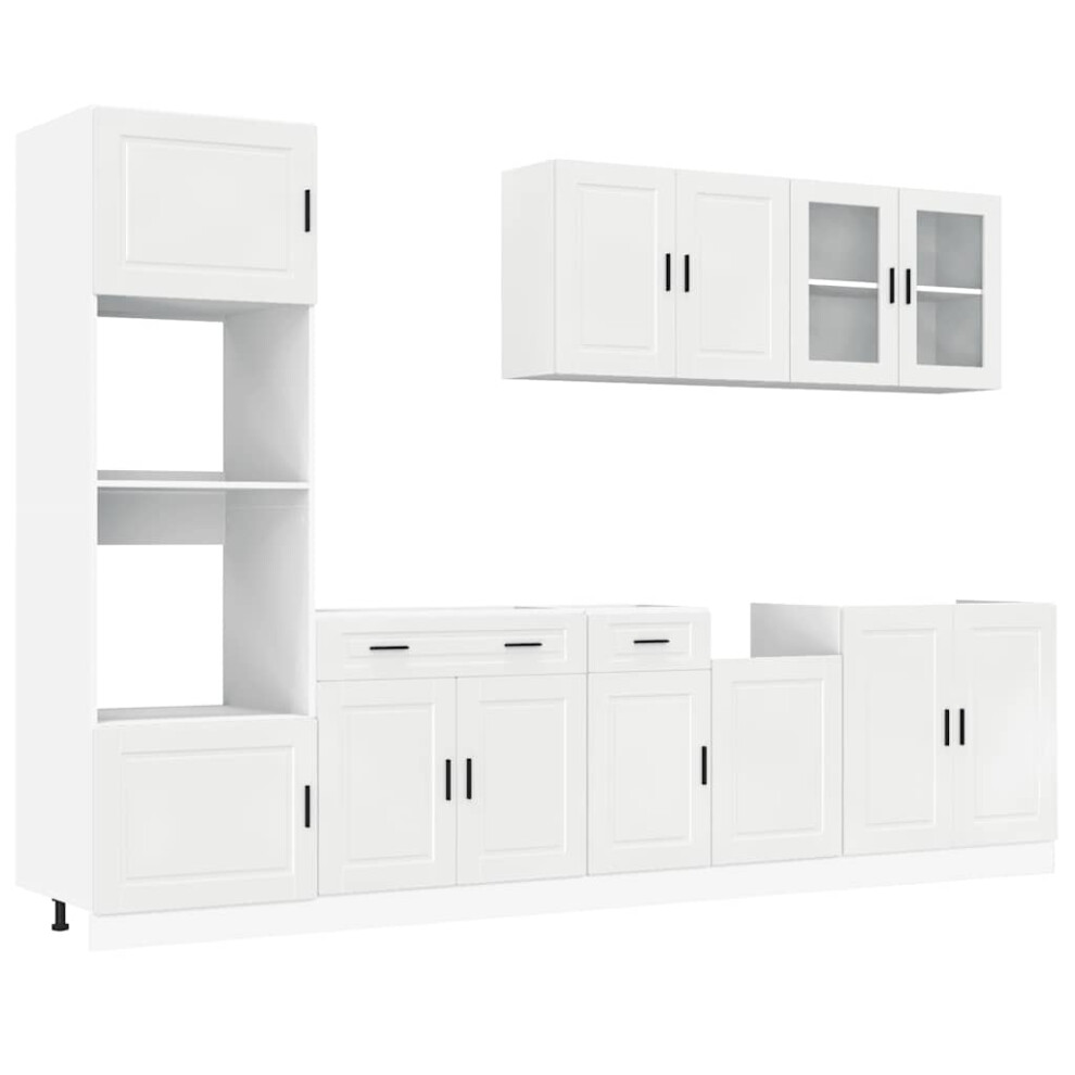 (high gloss white) vidaXL 7 Piece Kitchen Cabinet Set Kalmar Sonoma Oak Engineered Wood