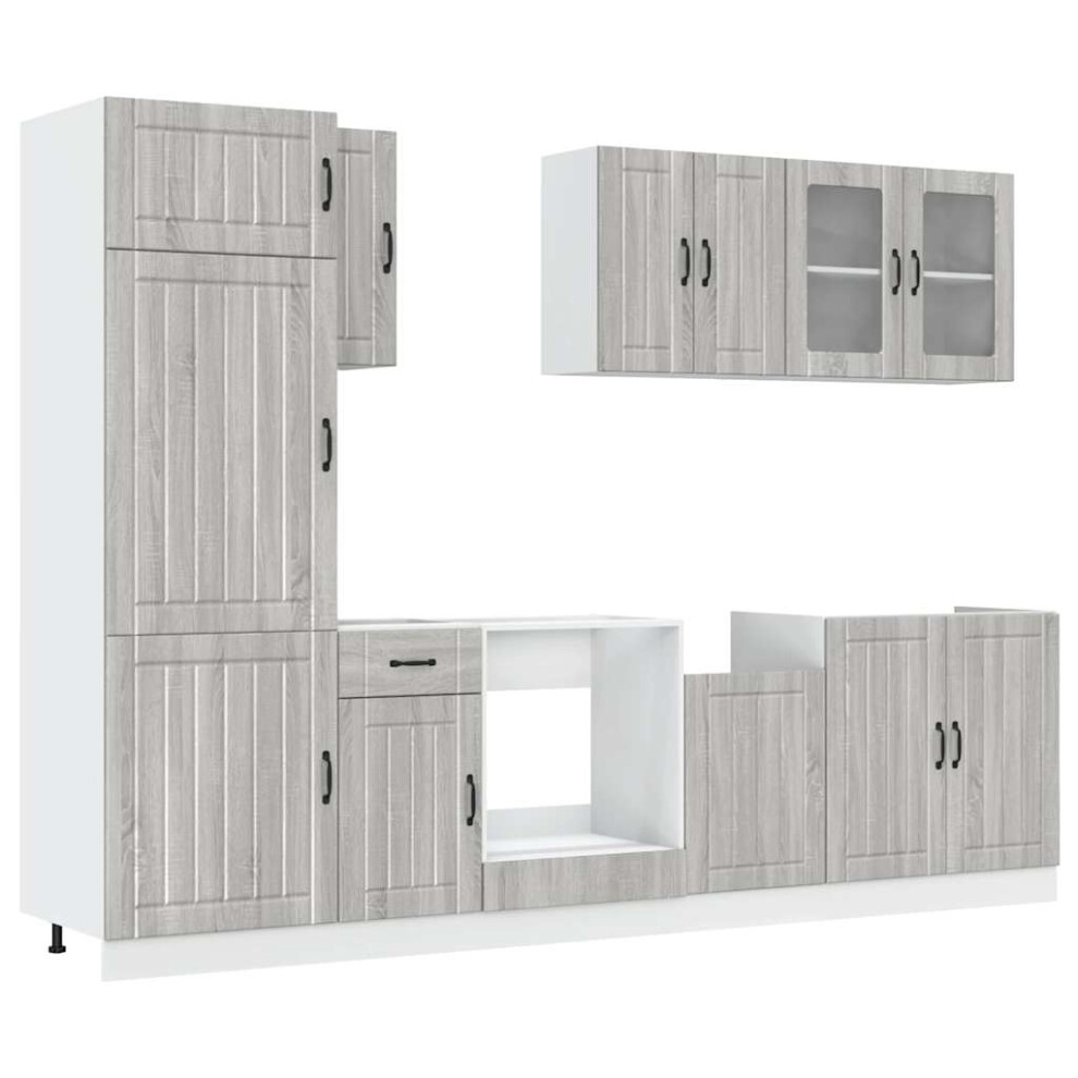 (grey sonoma) vidaXL 8 Piece Kitchen Cabinet Set Kalmar Sonoma Oak Engineered Wood