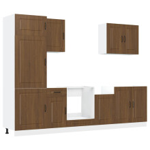 (brown oak) vidaXL Kitchen Cabinet Set 7 Piece Cupboard Storage Cabinet Engineered Wood