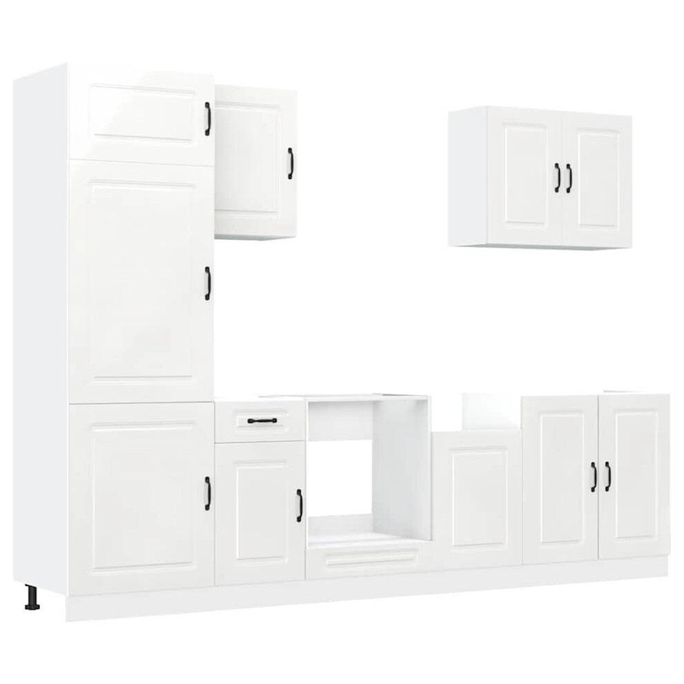(high gloss white) vidaXL Kitchen Cabinet Set 7 Piece Cupboard Storage Cabinet Engineered Wood
