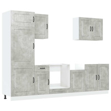 (concrete grey) vidaXL Kitchen Cabinet Set 7 Piece Cupboard Storage Cabinet Engineered Wood