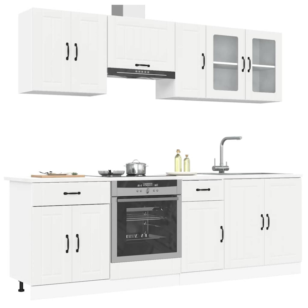 (white) vidaXL 8 Piece Kitchen Cabinet Set Kalmar White Engineered Wood