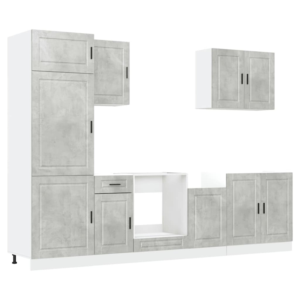 Vidaxl (Concrete Grey) 7 Piece Kitchen Cabinet Set Kalmar Old Wood Engineered Wood