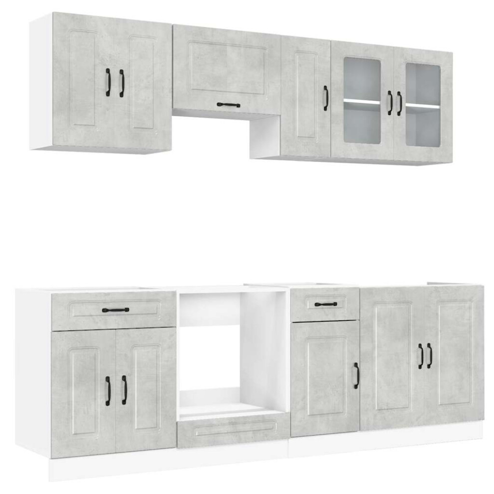 (concrete grey) vidaXL 8 Piece Kitchen Cabinet Set Kalmar Grey Sonoma Engineered Wood