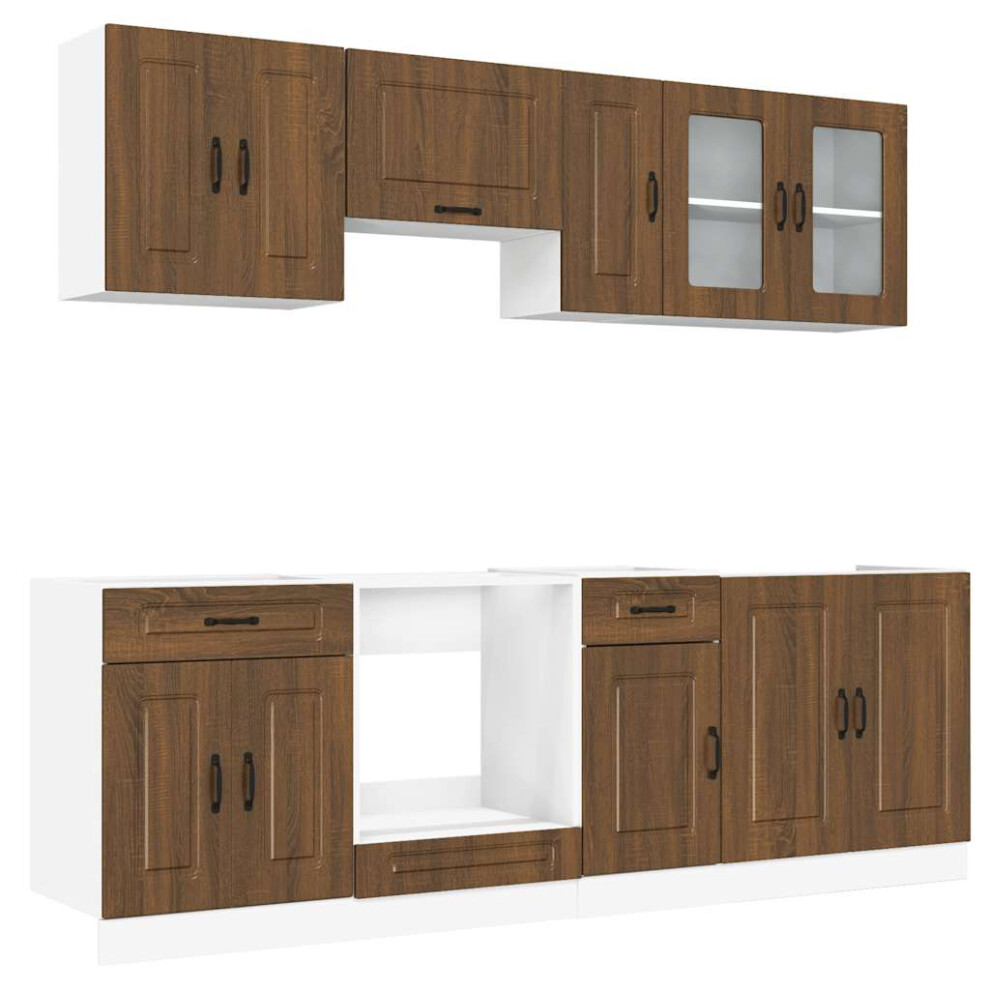 (brown oak) vidaXL 8 Piece Kitchen Cabinet Set Kalmar Grey Sonoma Engineered Wood