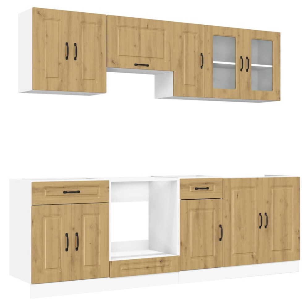 (artisan oak) vidaXL 8 Piece Kitchen Cabinet Set Kalmar Grey Sonoma Engineered Wood