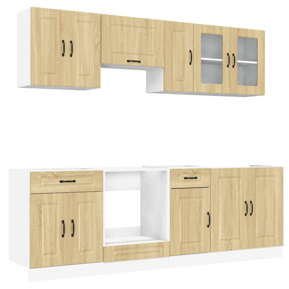 (sonoma oak) vidaXL 8 Piece Kitchen Cabinet Set Kalmar Grey Sonoma Engineered Wood