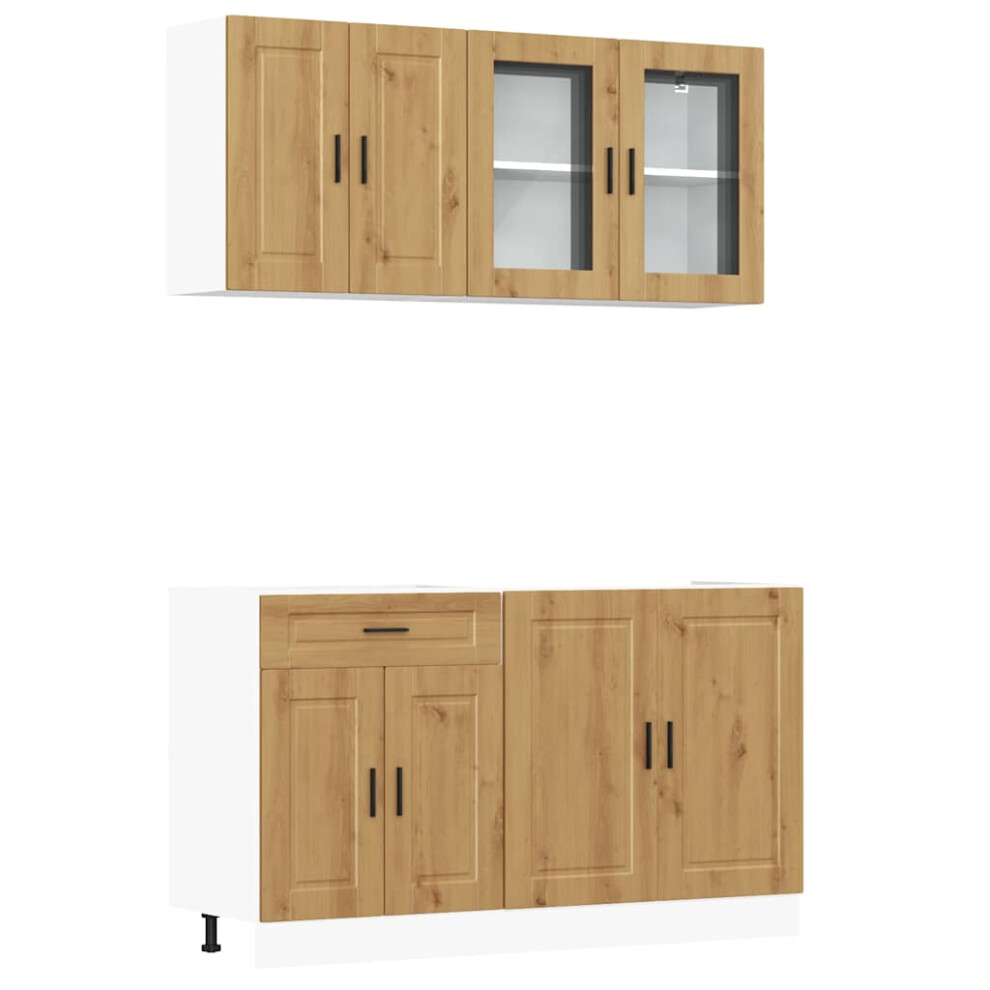(Artisan Oak) Vidaxl Kitchen Cabinet Set 4 Piece Cupboard Storage Cabinet Engineered Wood 8721158504883