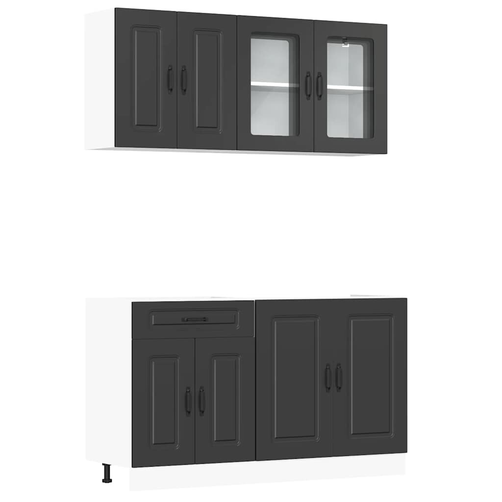 vidaXL 4 Piece Kitchen Cabinet Set Kalmar Black Engineered Wood on OnBuy