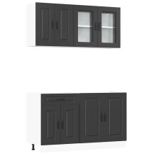 (black) vidaXL 4 Piece Kitchen Cabinet Set Kalmar Black Engineered Wood