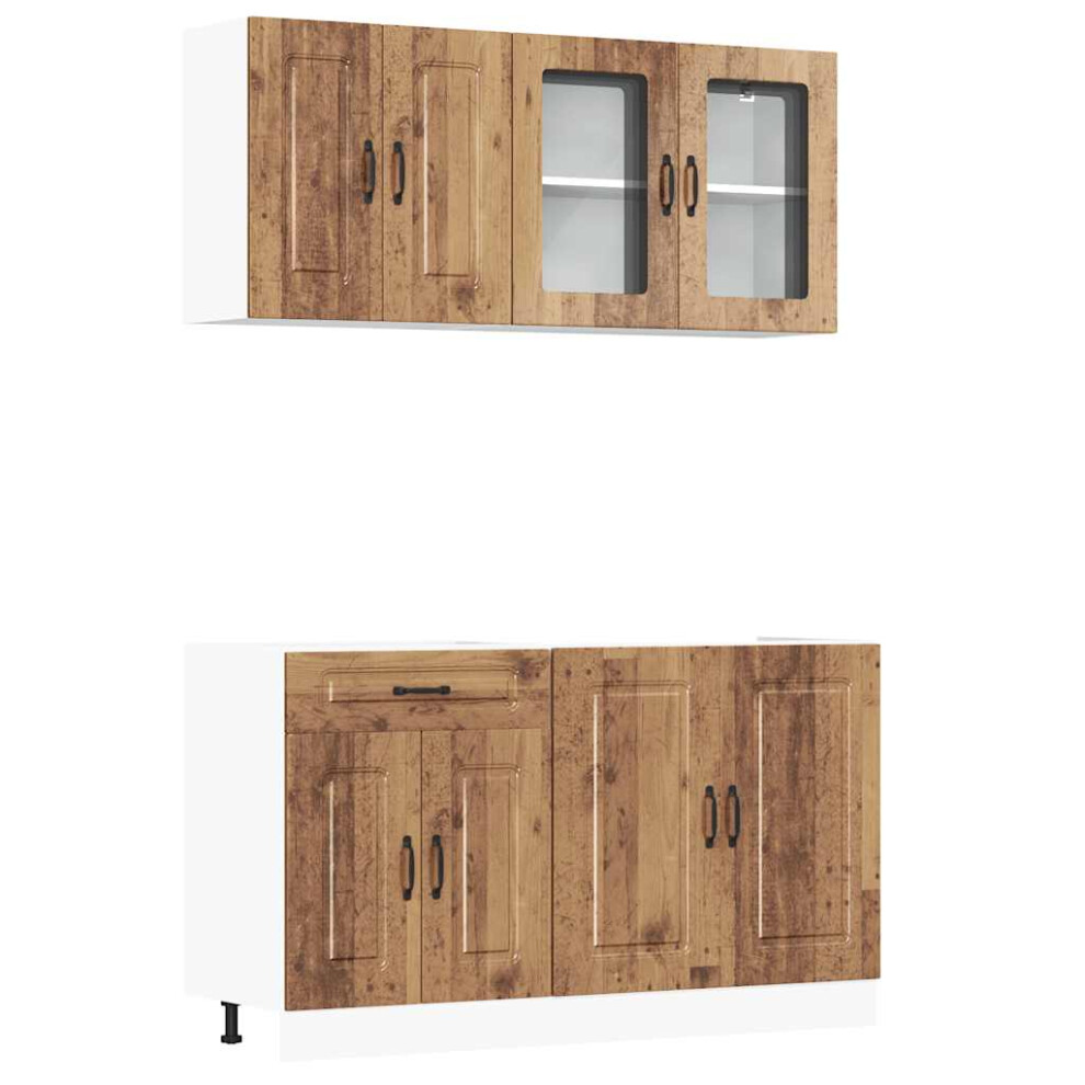 (Old Wood) Vidaxl 4 Piece Kitchen Cabinet Set Kalmar Black Engineered Wood 8721158504678