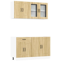 (sonoma oak) vidaXL 4 Piece Kitchen Cabinet Set Kalmar Black Engineered Wood