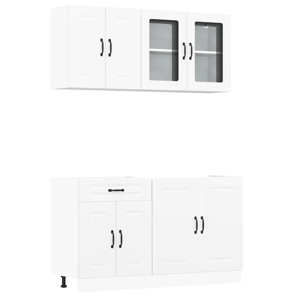 (white) vidaXL 4 Piece Kitchen Cabinet Set Kalmar Black Engineered Wood