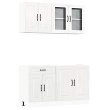 (high gloss white) vidaXL 4 Piece Kitchen Cabinet Set Kalmar Black Engineered Wood
