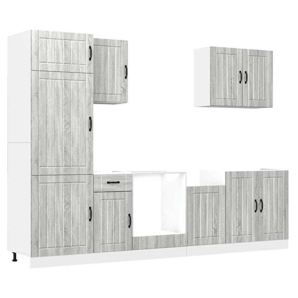 (grey sonoma) vidaXL 7 Piece Kitchen Cabinet Set Kalmar Concrete Grey Engineered Wood