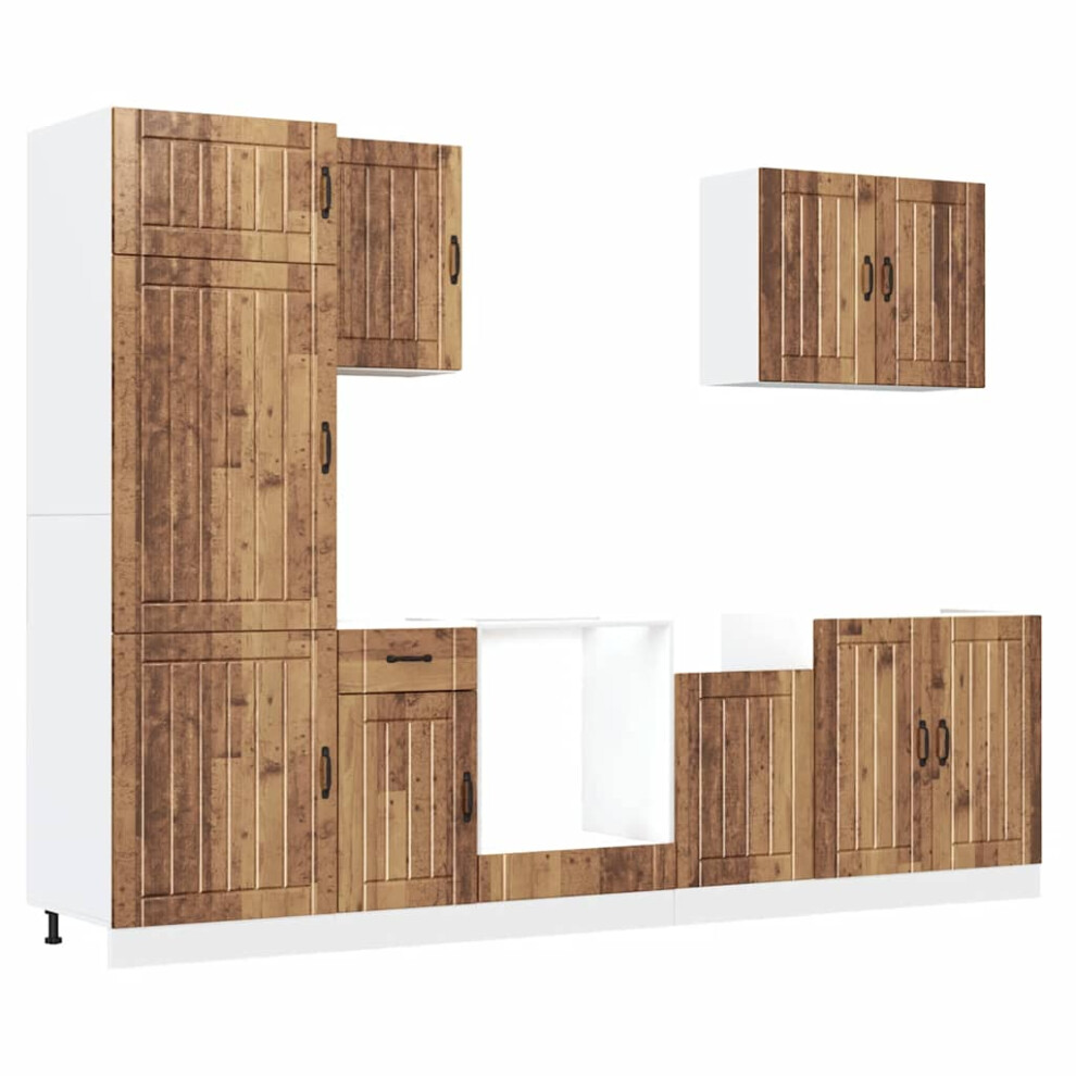(Old Wood) Vidaxl 7 Piece Kitchen Cabinet Set Kalmar Concrete Grey Engineered Wood 8721158503879