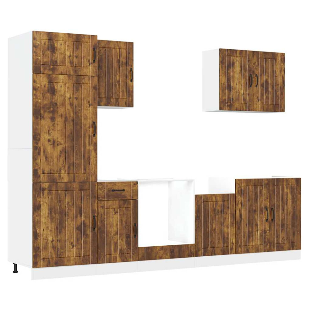 Vidaxl (Smoked Oak) Piece Kitchen Cabinet Set Kalmar Concrete Engineered Wood Grey Size 7