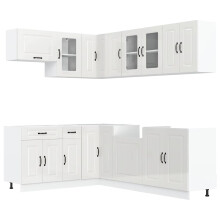 (high gloss white) vidaXL 11 Piece Kitchen Cabinet Set Kalmar Smoked Oak Engineered Wood