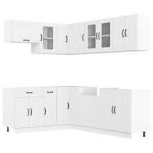 (white) vidaXL 11 Piece Kitchen Cabinet Set Kalmar Smoked Oak Engineered Wood