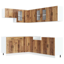 (old wood) vidaXL 11 Piece Kitchen Cabinet Set Kalmar Smoked Oak Engineered Wood
