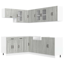 (grey sonoma) vidaXL 11 Piece Kitchen Cabinet Set Kalmar Smoked Oak Engineered Wood