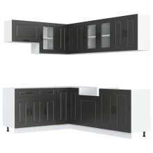 (black) vidaXL 11 Piece Kitchen Cabinet Set Kalmar Smoked Oak Engineered Wood