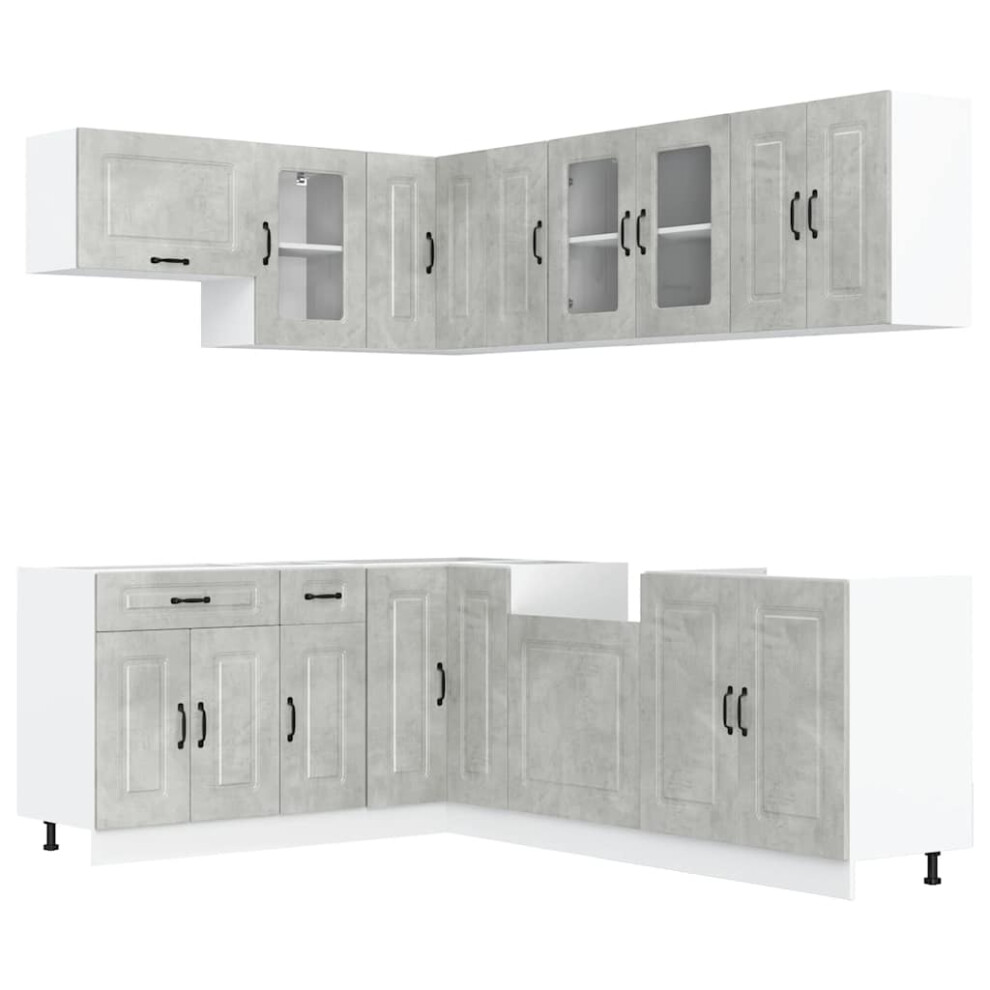 (concrete grey) vidaXL 11 Piece Kitchen Cabinet Set Kalmar Smoked Oak Engineered Wood