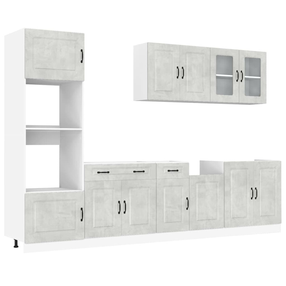 Vidaxl (Concrete Grey) 7 Piece Kitchen Cabinet Set Kalmar Grey Sonoma Engineered Wood
