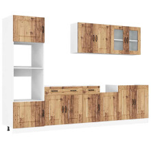 (old wood) vidaXL 7 Piece Kitchen Cabinet Set Kalmar Grey Sonoma Engineered Wood