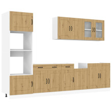 (artisan oak) vidaXL 7 Piece Kitchen Cabinet Set Kalmar Grey Sonoma Engineered Wood