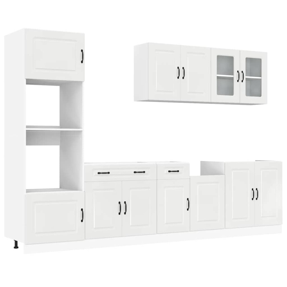 (high gloss white) vidaXL 7 Piece Kitchen Cabinet Set Kalmar Grey Sonoma Engineered Wood