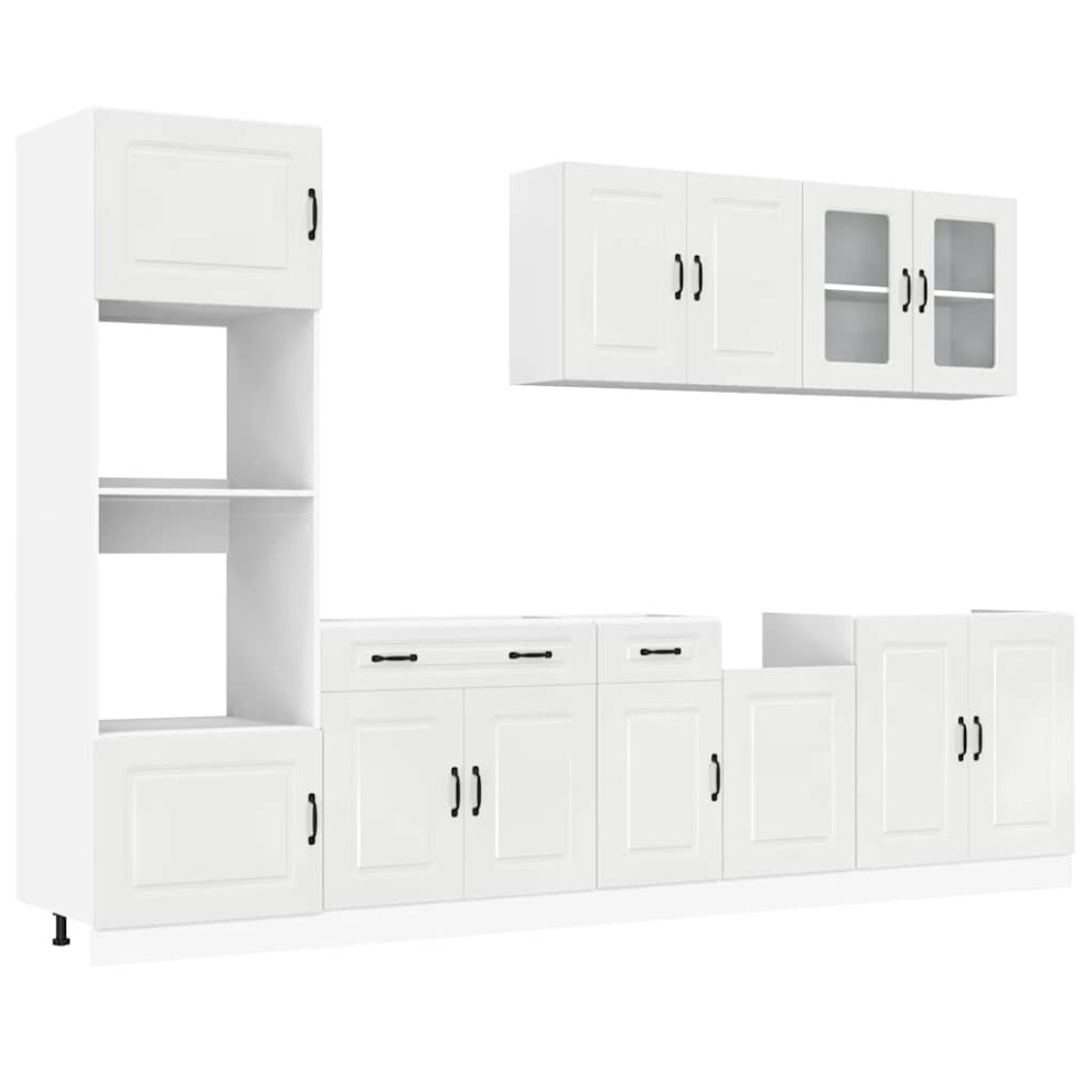Vidaxl (High Gloss White) 7 Piece Kitchen Cabinet Set Kalmar Grey Sonoma Engineered Wood
