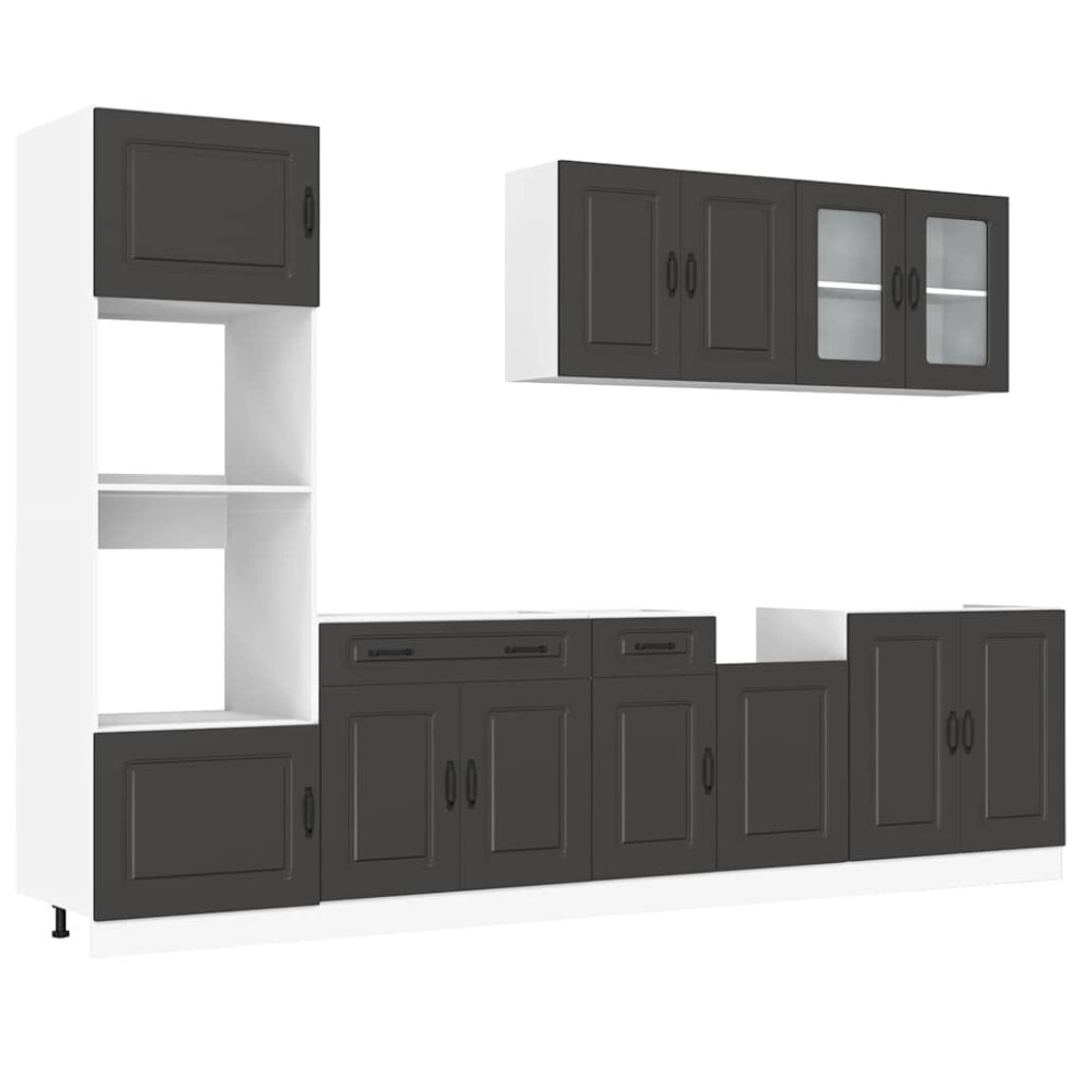 Vidaxl (Black) 7 Piece Kitchen Cabinet Set Kalmar Grey Sonoma Engineered Wood