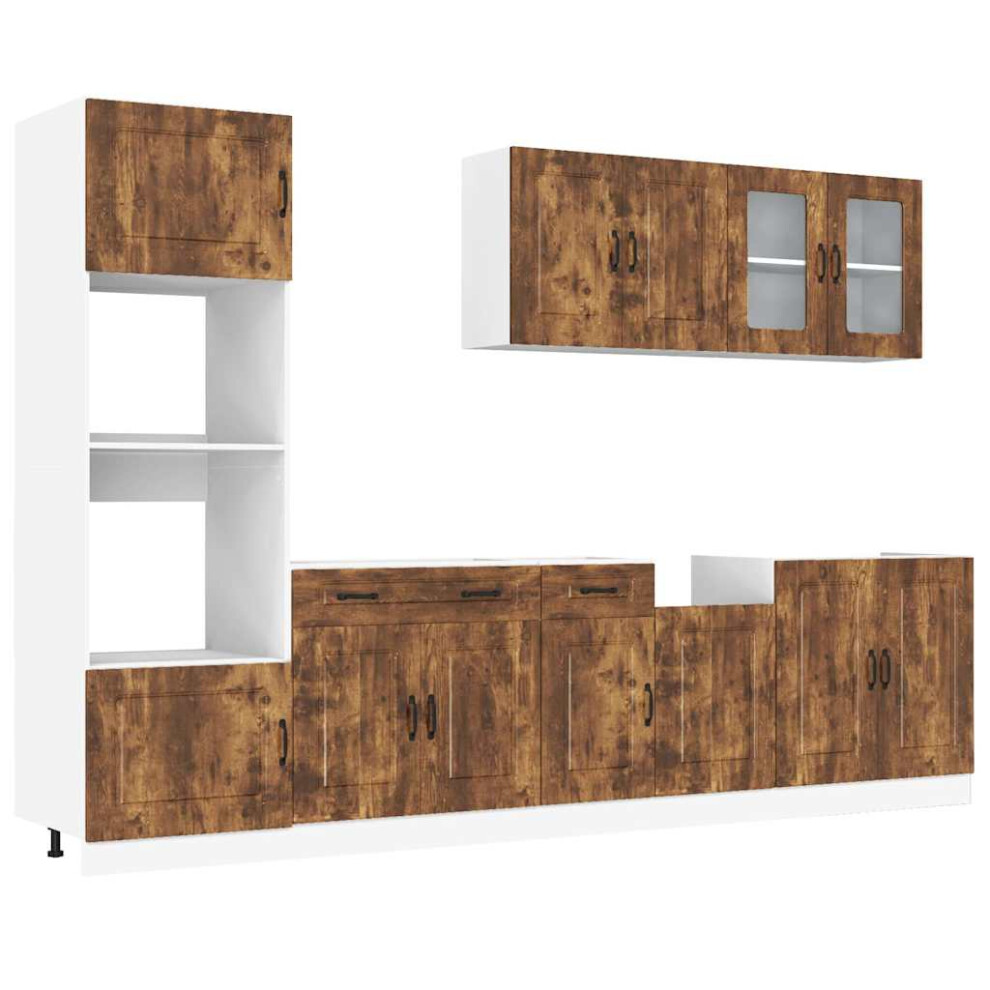 Vidaxl (Smoked Oak) 7 Piece Kitchen Cabinet Set Kalmar Grey Sonoma Engineered Wood