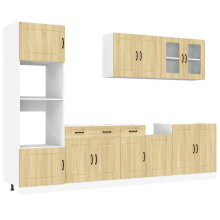 (sonoma oak) vidaXL 7 Piece Kitchen Cabinet Set Kalmar Grey Sonoma Engineered Wood