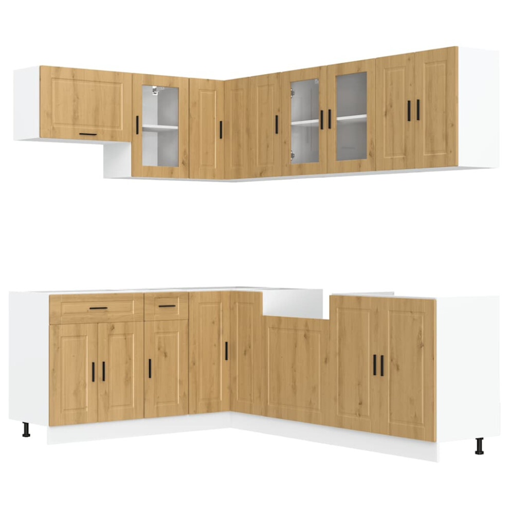 (Artisan Oak) Vidaxl 11 Piece Kitchen Cabinet Set Porto Brown Oak Engineered Wood