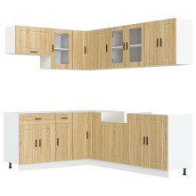 (sonoma oak) vidaXL 11 Piece Kitchen Cabinet Set Porto Brown Oak Engineered Wood