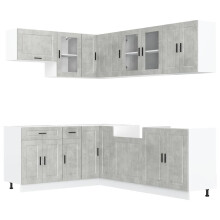 (concrete grey) vidaXL 11 Piece Kitchen Cabinet Set Porto Brown Oak Engineered Wood