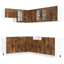 (smoked oak) vidaXL 11 Piece Kitchen Cabinet Set Porto Brown Oak Engineered Wood