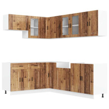 (old wood) vidaXL 11 Piece Kitchen Cabinet Set Porto Brown Oak Engineered Wood